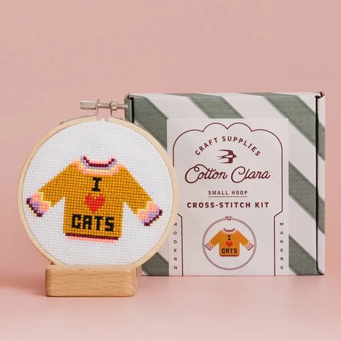 Cotton Clara I Love Cats Cross Stitch Kit