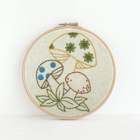 Budgiegoods Embroidery Kit - "3's Company" Mushroom