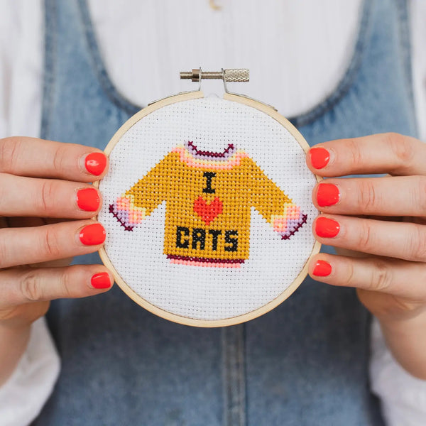 Cotton Clara I Love Cats Cross Stitch Kit
