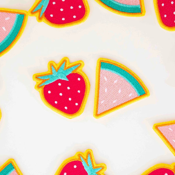 Embroidered Patches - Watermelon & Strawberry - 2 Pack