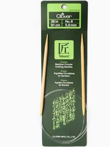 36 in/ 91 cm Clover Circular Knitting Needle - Takumi Bamboo Circular Knitting Needles