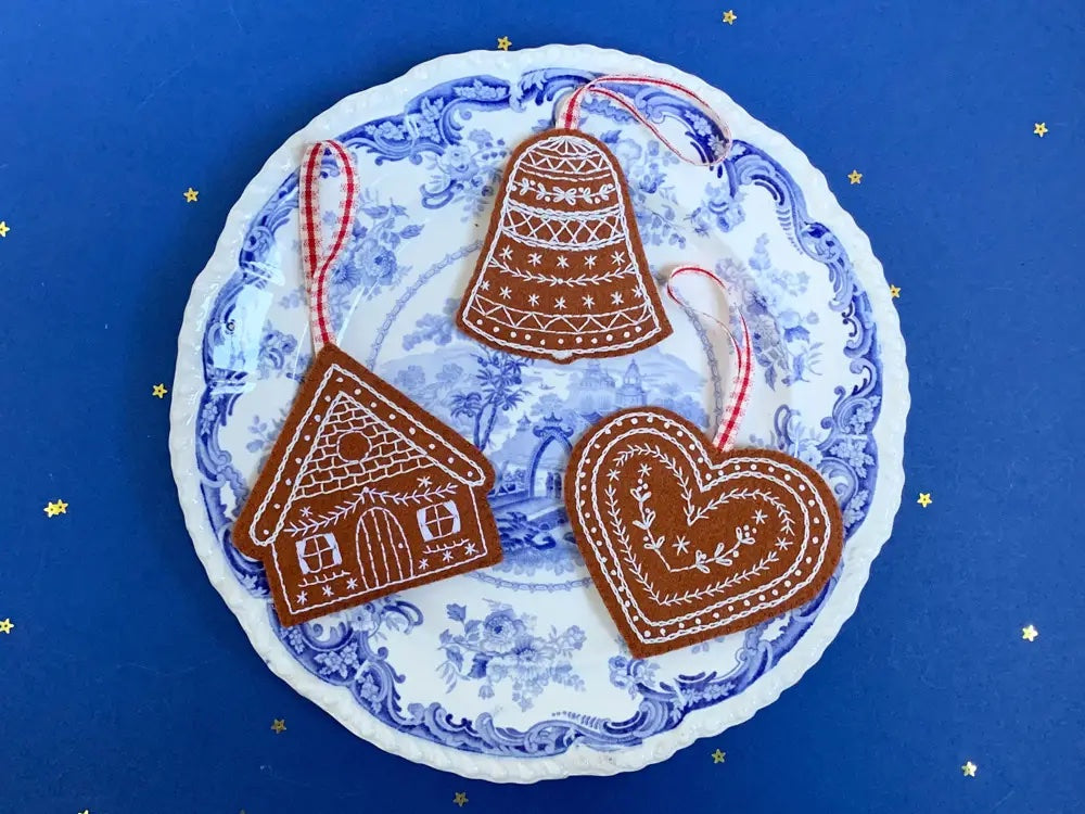 Wool Felt Gingerbread Decorations Kit