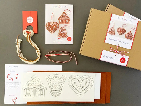 Wool Felt Gingerbread Decorations Kit