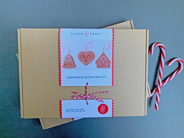 Wool Felt Gingerbread Decorations Kit