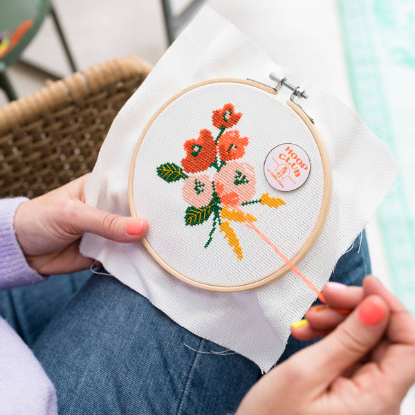 Amethyst Floral Cross Stitch Kit by Cotton Clara