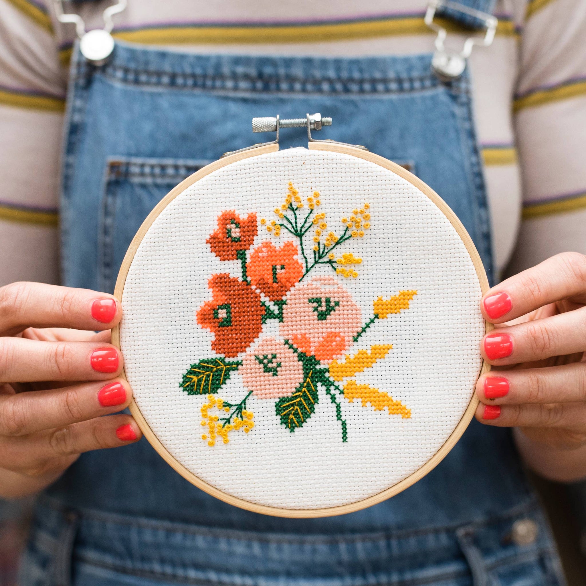 Amethyst Floral Cross Stitch Kit by Cotton Clara