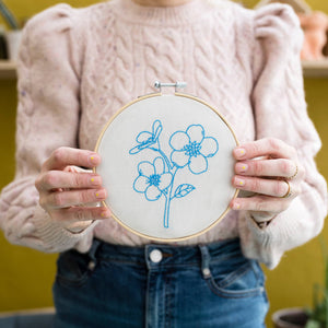 Forget Me Not Hoop Embroidery Kit by Cotton Clara