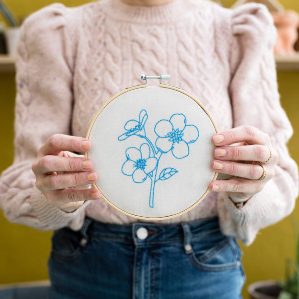 Forget Me Not Hoop Embroidery Kit by Cotton Clara