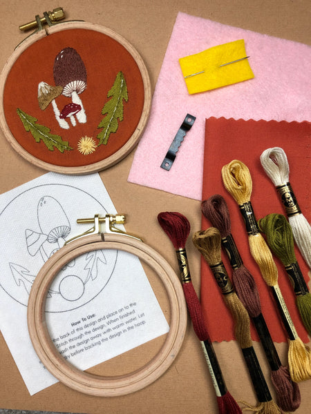 Mushroom Trio Embroidery Kit
