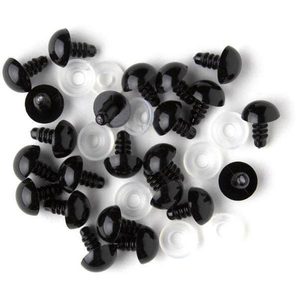 Solid Black Safety Eyes 12mm 6/Pkg