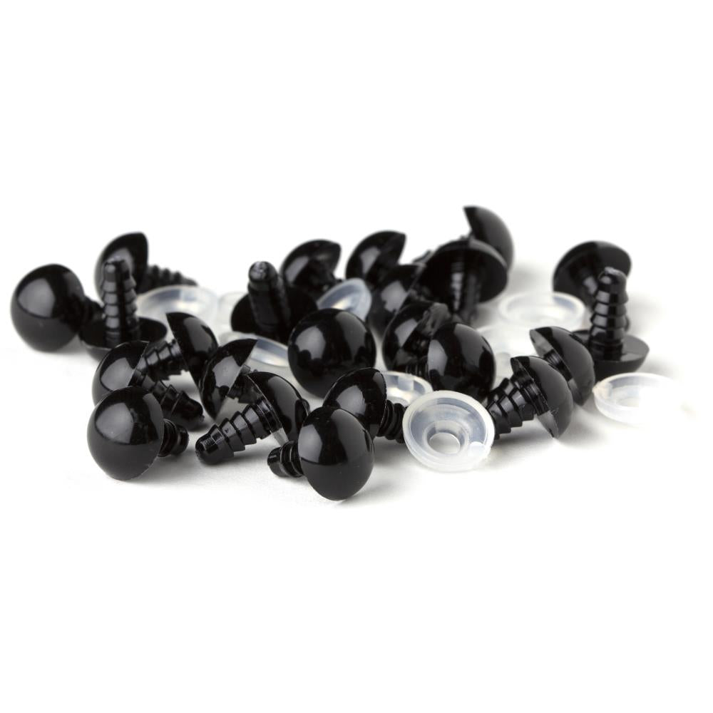 Solid Black Safety Eyes 12mm 6/Pkg
