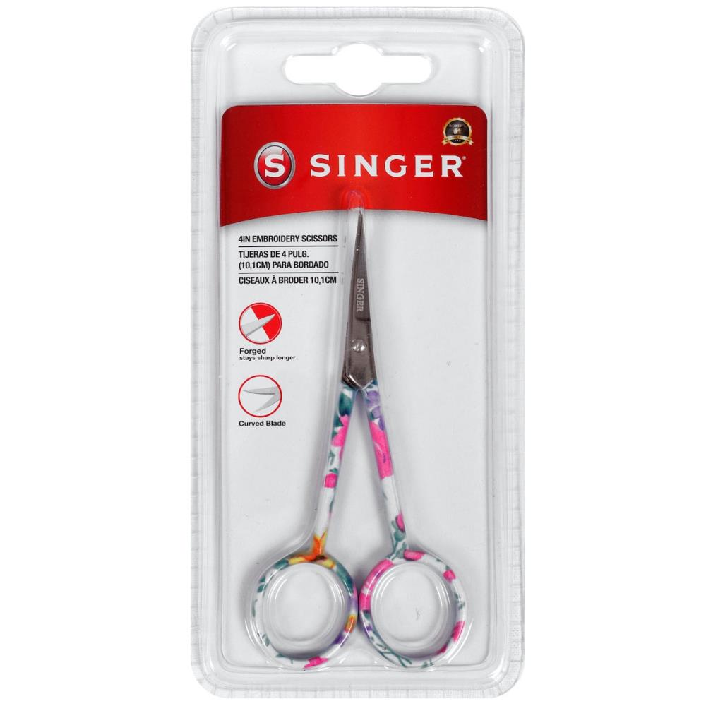 Singer Curved Embroidery Scissors 4" Floral