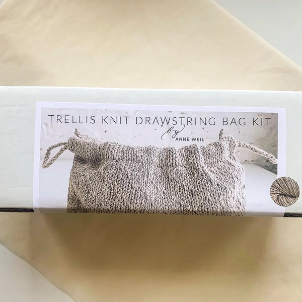 Trellis Stitch Drawstring Bag Knit Kit