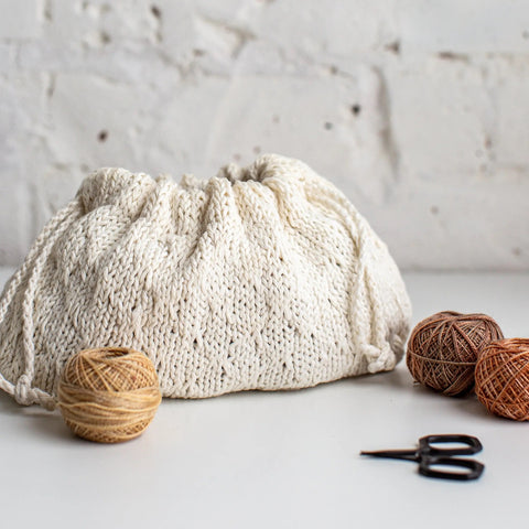 Trellis Stitch Drawstring Bag Knit Kit