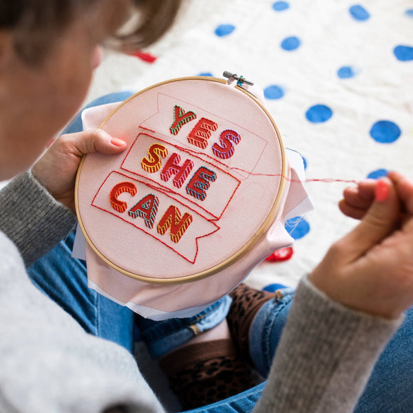 Yes She Can Embroidery Hoop Kit by Cotton Clara
