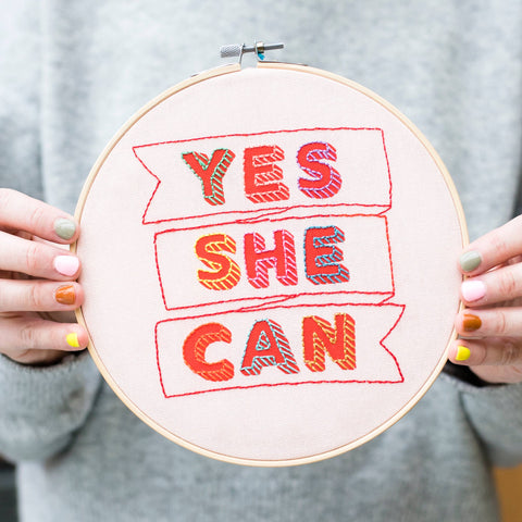 Yes She Can Embroidery Hoop Kit by Cotton Clara